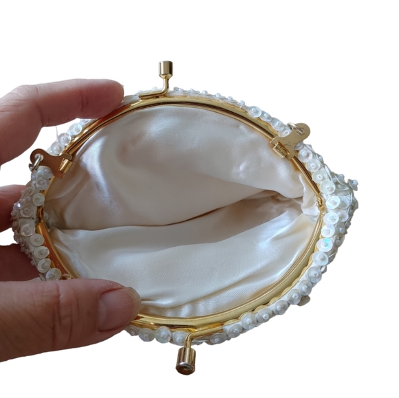 Ivory Cream Beaded with Sequin Mini Evening Handbag - Picture 7 of 17